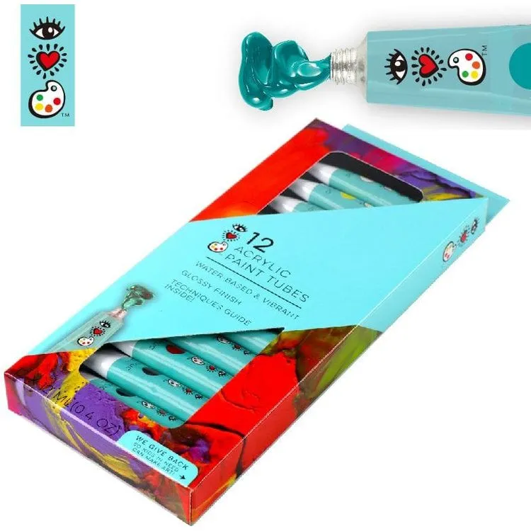 12 Acrylic Paint Tubes