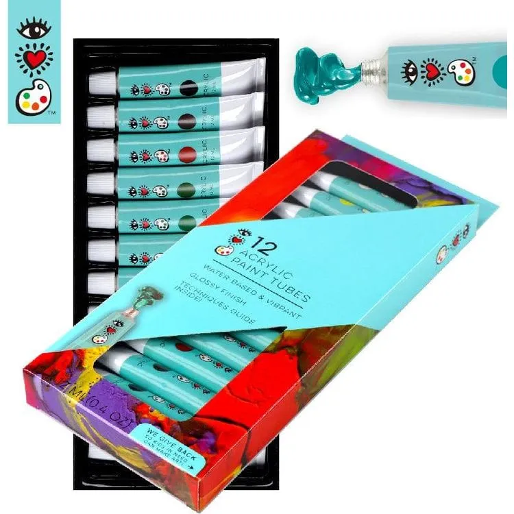 12 Acrylic Paint Tubes