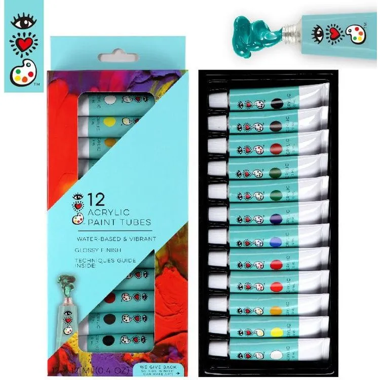 12 Acrylic Paint Tubes