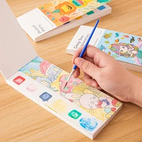 12pcs Childrens Watercolor Coloring Book Set with Paint Pens