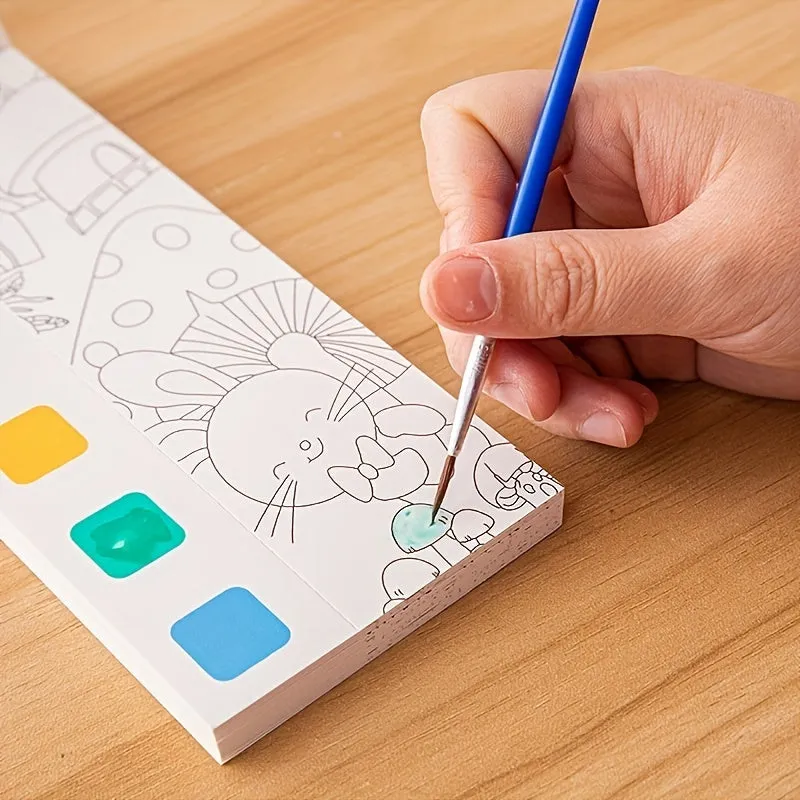 12pcs Childrens Watercolor Coloring Book Set with Paint Pens
