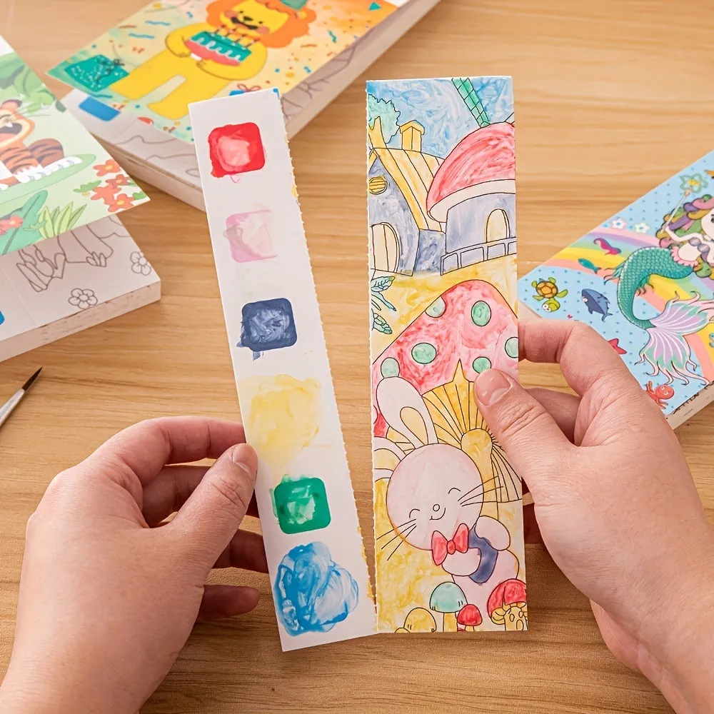 12pcs Childrens Watercolor Coloring Book Set with Paint Pens