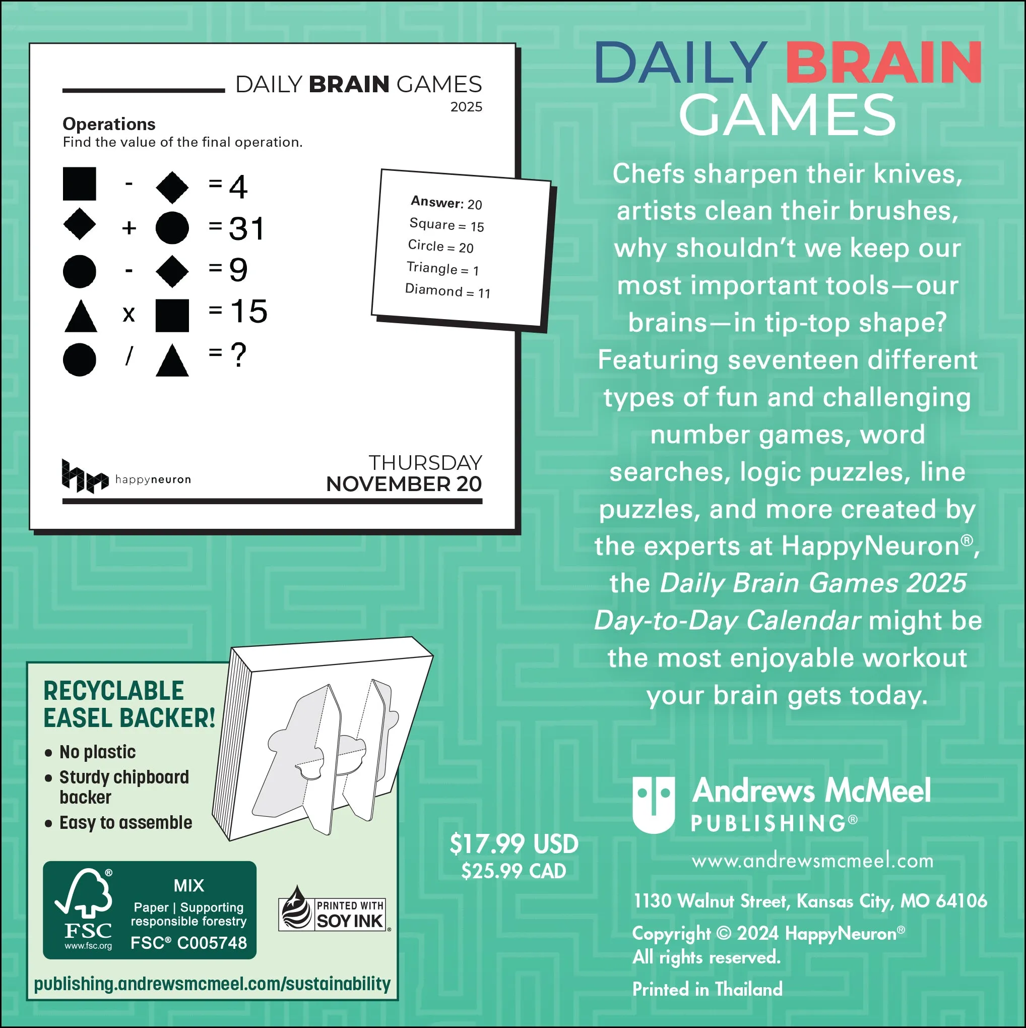 2025 Daily Brain Games Page-A-Day Calendar