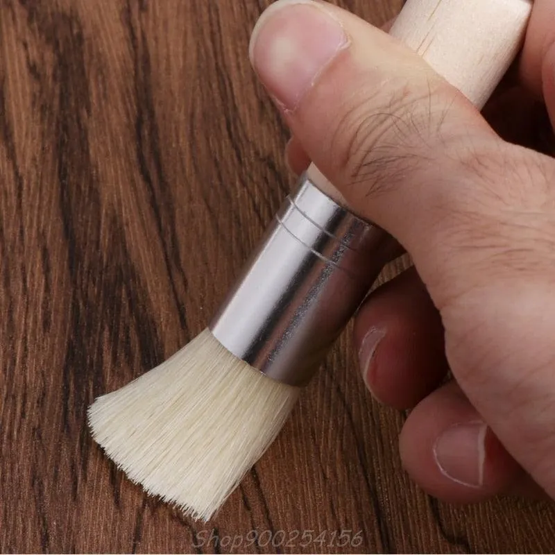 3Pcs/Set Wooden Stencil Brush Soft Bristle Brushes for  Acrylic Watercolor Oil Painting