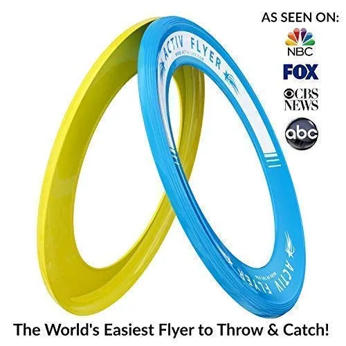 Activ Life Best Kids Flying Rings [Yellow/Cyan] - Top Birthday Presents & Gifts for Young Boys Girls Ages 3 and Up - Ultimate Outdoor Toss Toys at Beach Vacation, School Playground, Park, Pool Fun