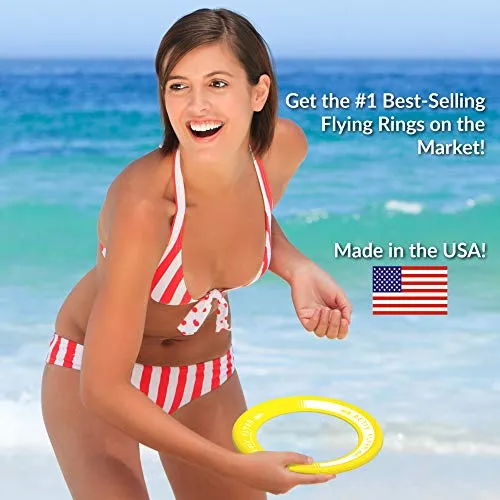 Activ Life Best Kids Flying Rings [Yellow/Cyan] - Top Birthday Presents & Gifts for Young Boys Girls Ages 3 and Up - Ultimate Outdoor Toss Toys at Beach Vacation, School Playground, Park, Pool Fun