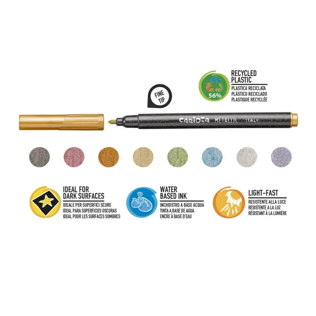 Carioca Metallic Fineliner 8 Felt Markers