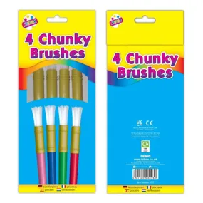 Chunky Plastic Handle Brushes - 4 Pack Assorted Colours Kids Art Supplies