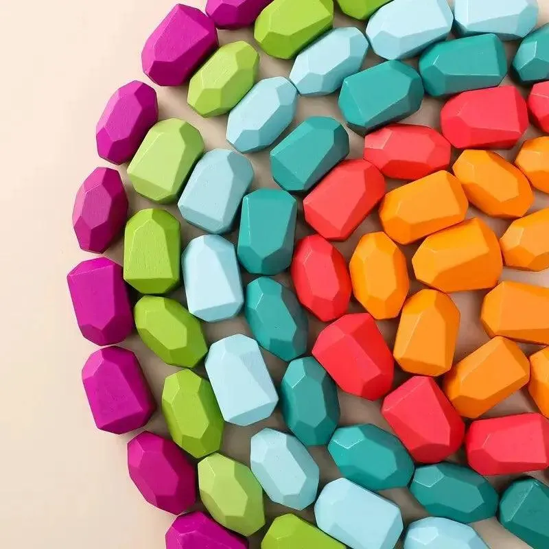 Colorful Wooden Building Blocks Kit for Creative Learning and Logical Development