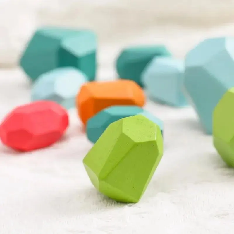Colorful Wooden Building Blocks Kit for Creative Learning and Logical Development