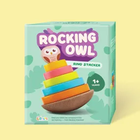Cots and Cuddles Wooden Wobbling Owl Tower with Ring Stacking Toy for Kids