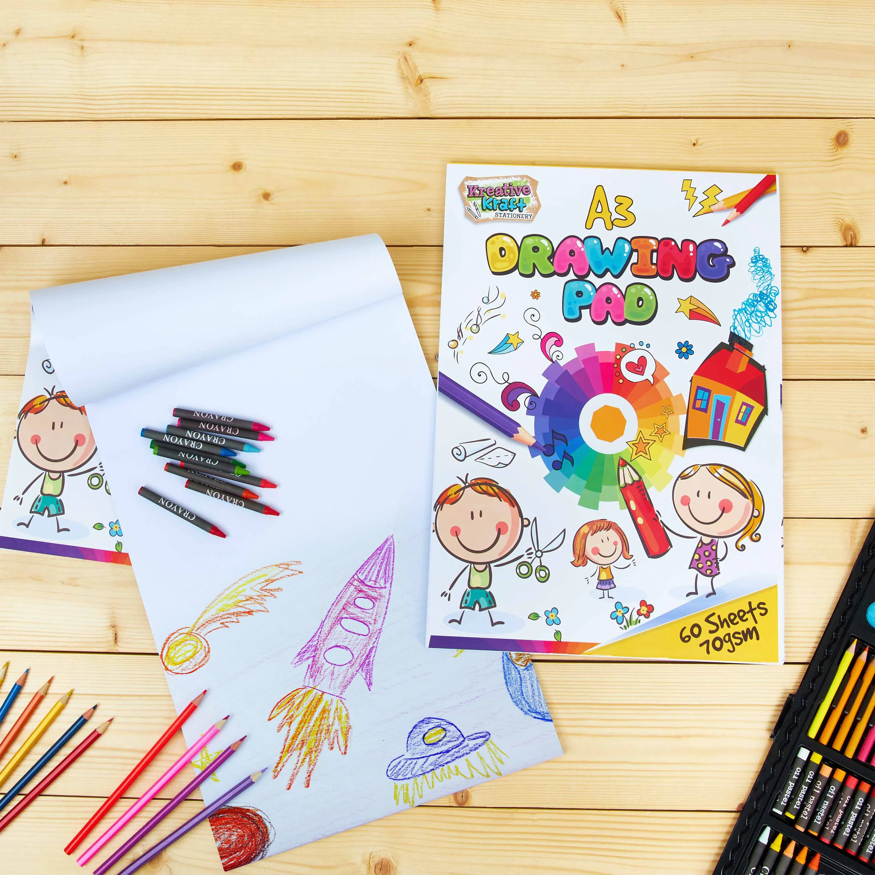 Drawing Pad for Kids, A3 70gsm Sketchbook - Pack of 1