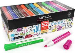 Dry Erase Markers | Bulk Pack of 52 | Chisel Tip, 12 Assorted Colors with Low-Odor Ink | Whiteboard Pens