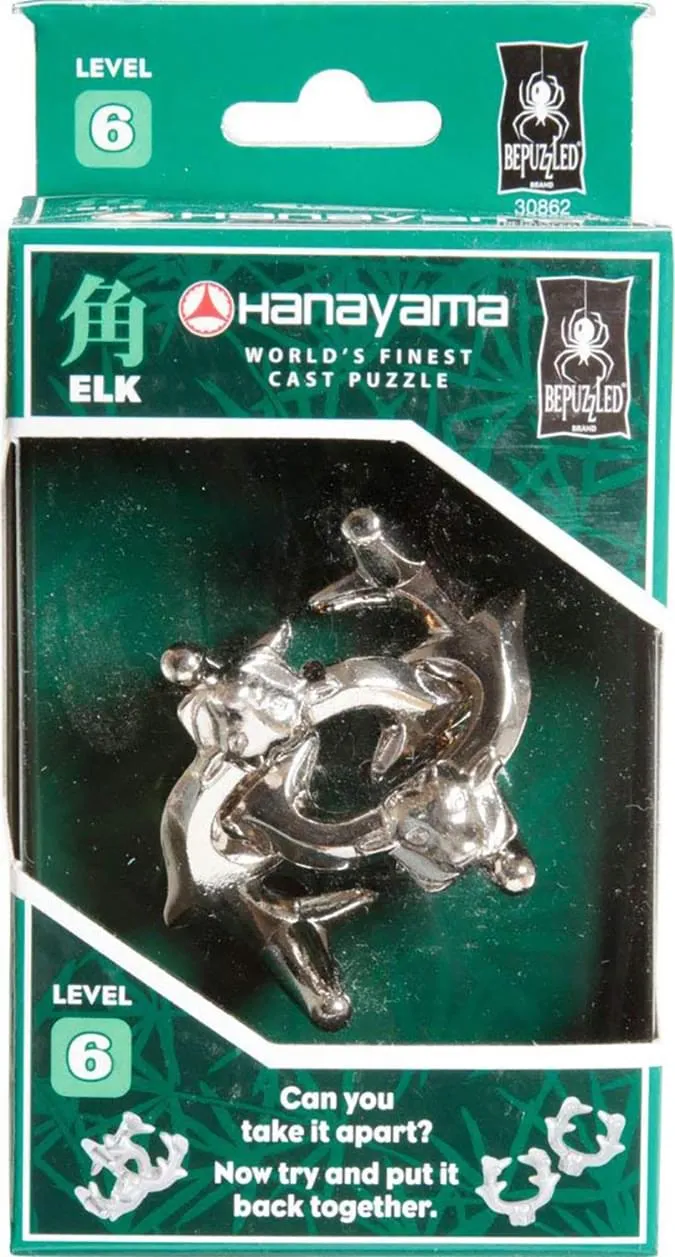 Hanayama Level 6 Cast Metal Brain Teaser Puzzle - Elk