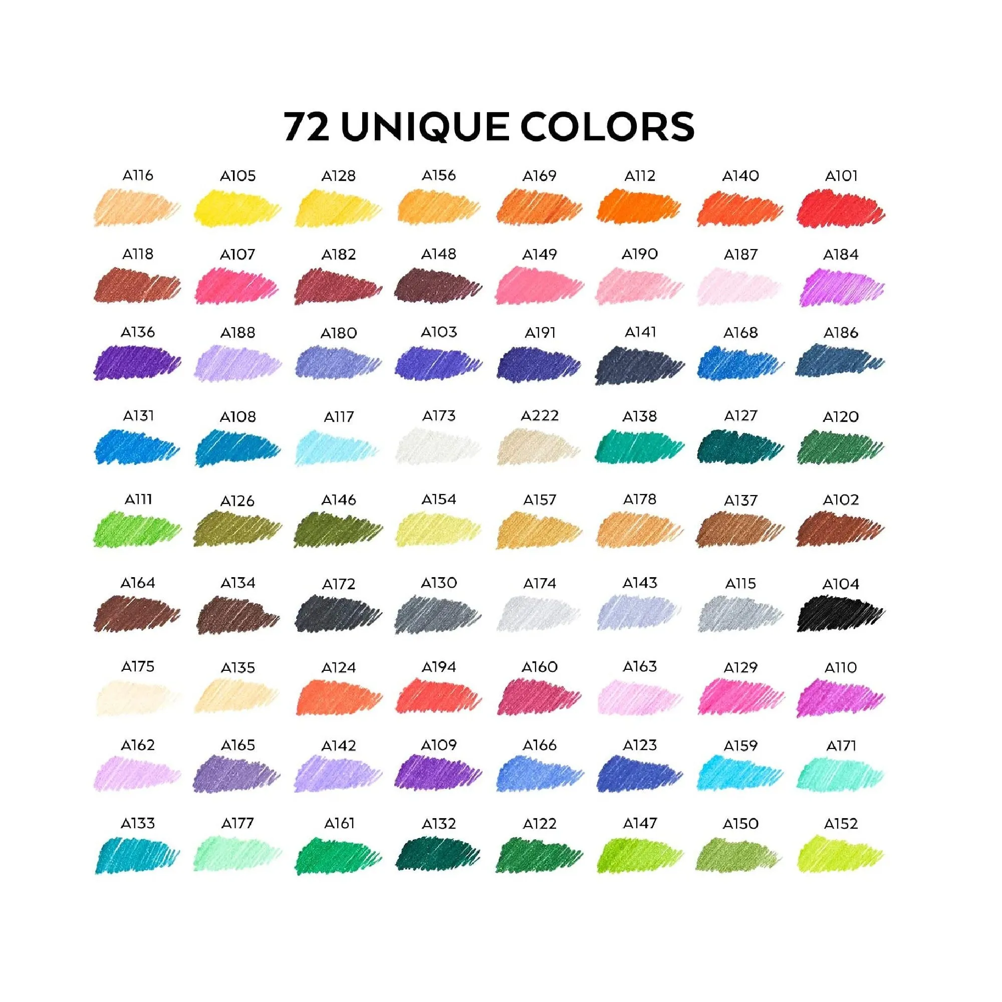 Inkonic Fineliners Fine Point Pens | Set of 72 Fine Tip Markers with Color Numbers | 0.4mm Tips