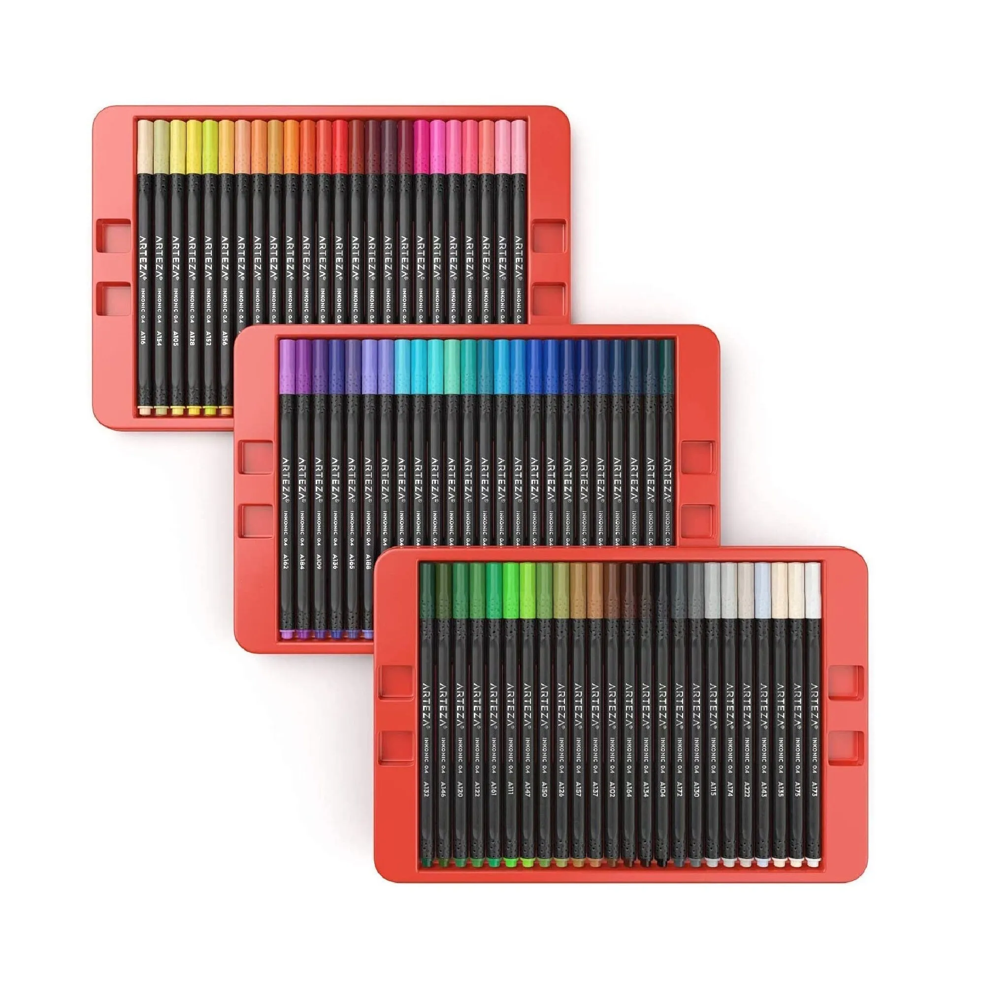Inkonic Fineliners Fine Point Pens | Set of 72 Fine Tip Markers with Color Numbers | 0.4mm Tips