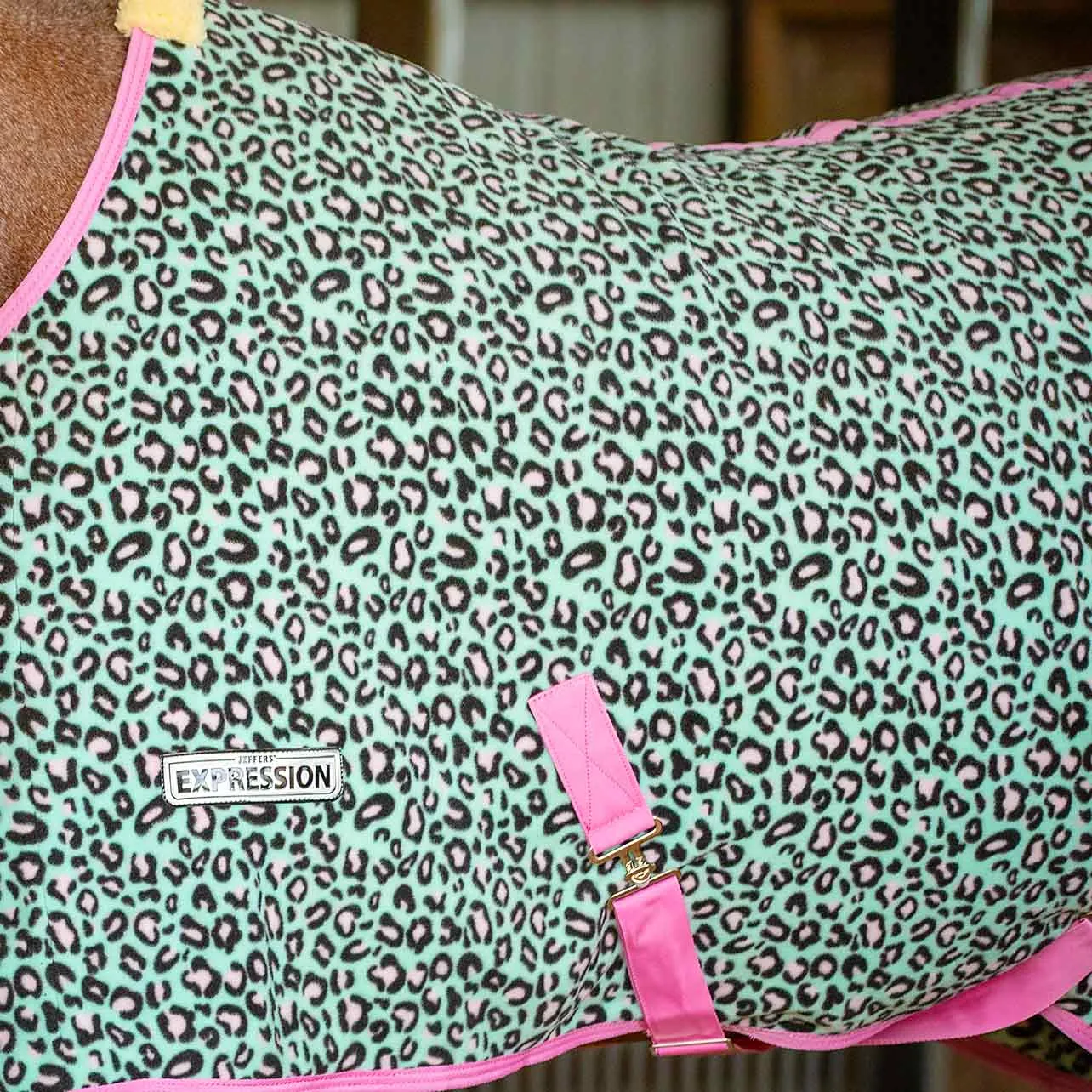 Jeffers Expression Standard Neck Fleece Horse Cooler, Party Cheetah