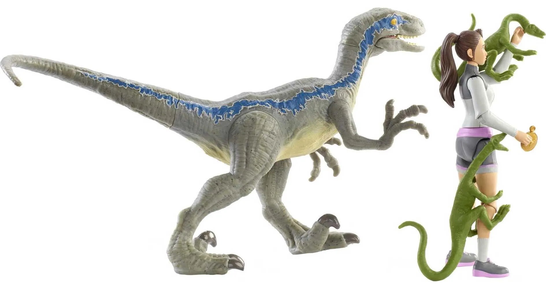 Jurassic World Human & Dino Pack, Yasmina Yaz Action Figure, Velociraptor & 3 Compys Dinosaur Toys