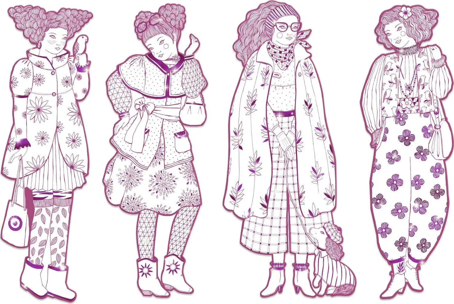 Les Demoiselles Rosemary & Friends Fashion Colouring Paper Dolls