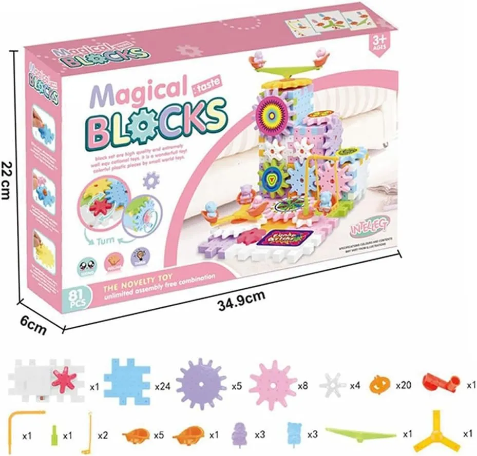 Magical Electronic Interlocking Gear Blocks - 83 Pieces