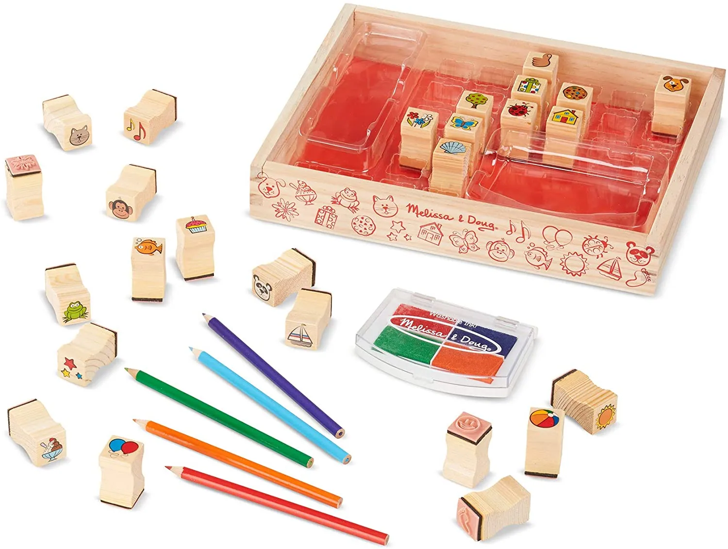 MELISSA & DOUG - Wooden Favorite Things Stamp Set - 1 Set