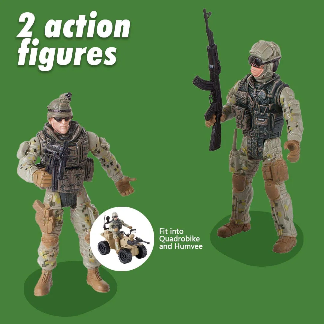 Military Action Figures and Vehicles Set - Army Helicopter Toy, Military Truck, Army