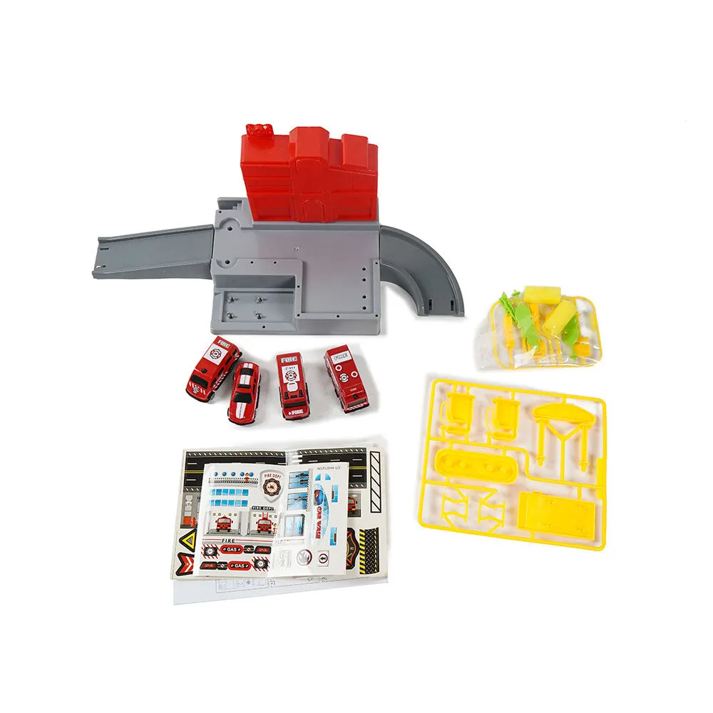 Parking Garage Toys Brigade Fire With 4 Cars