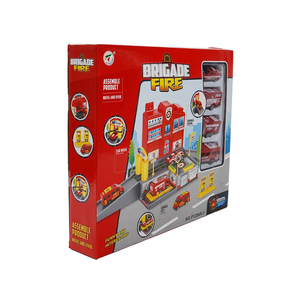 Parking Garage Toys Brigade Fire With 4 Cars