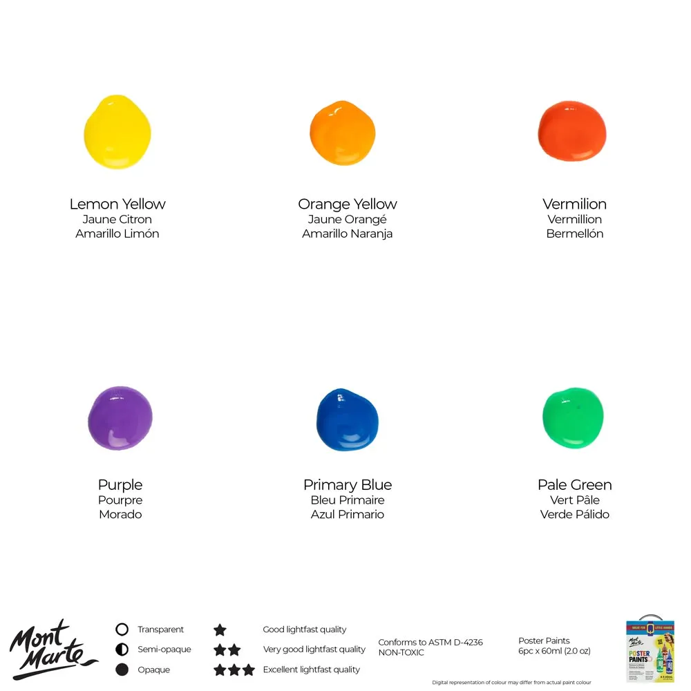Poster Paints 6pc x 60ml (2 US fl.oz)