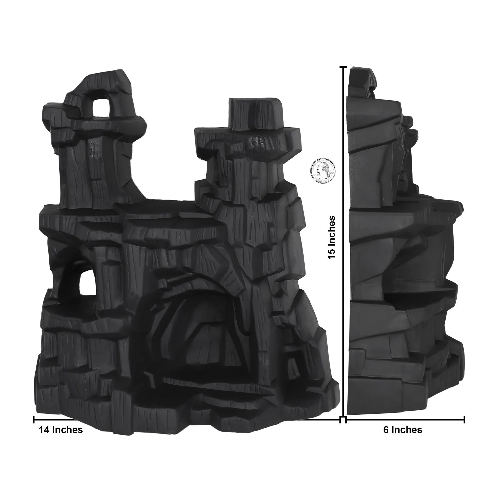 TimMee Battle Mountain Scenery - Coal Black Figure Display & Play Terrain US Made