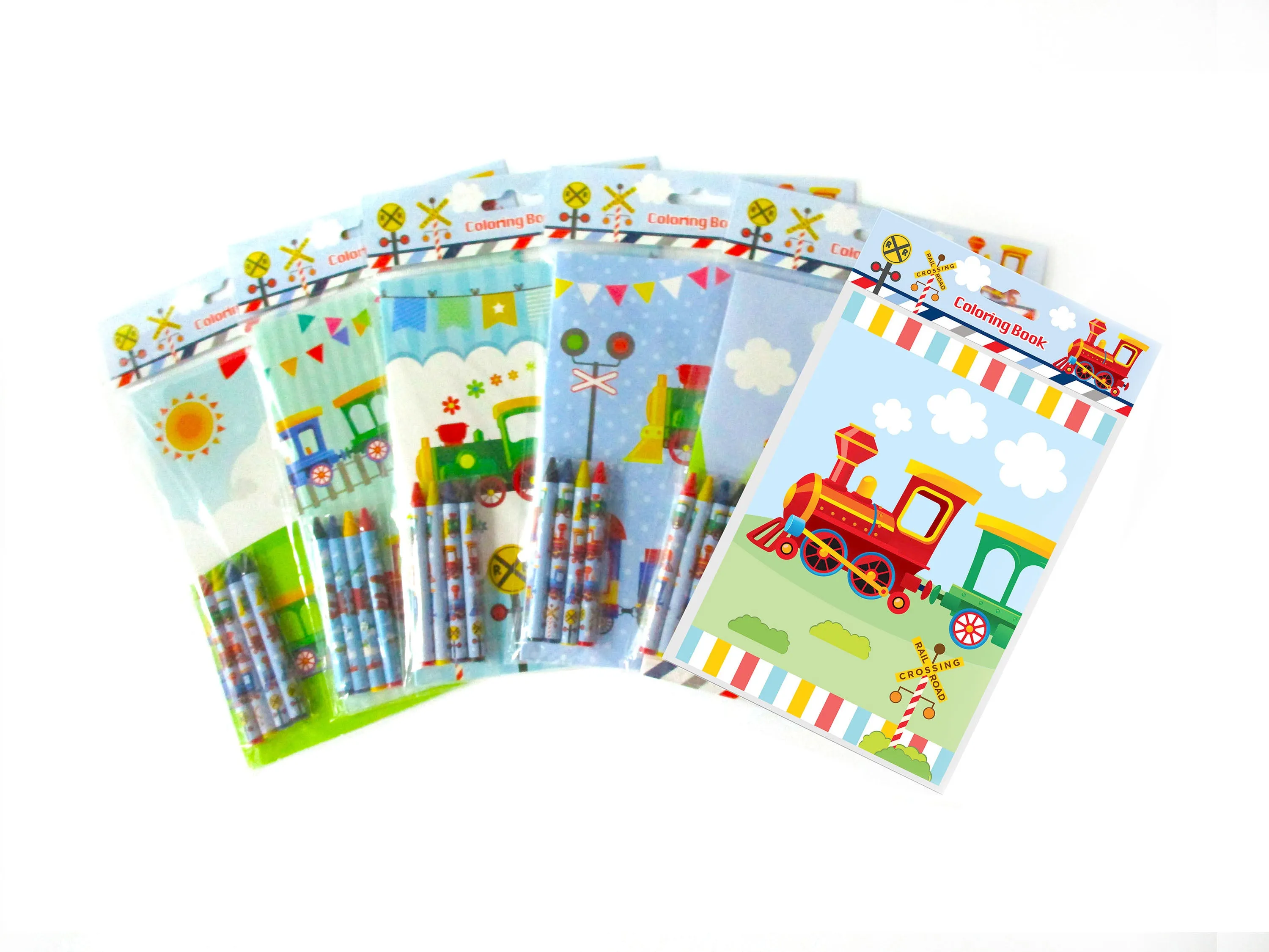 Train Coloring Books with Crayons Party Favors - Set of 6 or 12