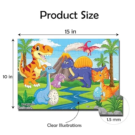 WONDRBOX Combo Puzzles-(Dinosaur and Carnival), Jigsaw Puzzle Game, Educational toy for 5 6 7 year old