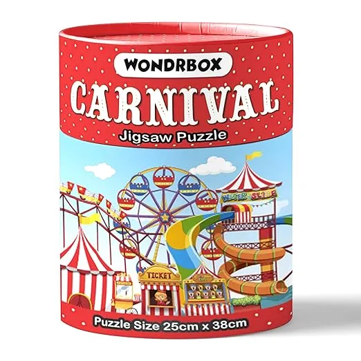 WONDRBOX Combo Puzzles-(Dinosaur and Carnival), Jigsaw Puzzle Game, Educational toy for 5 6 7 year old