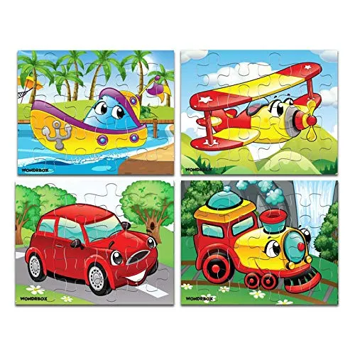 WONDRBOX Means of Transport Jigsaw Puzzle Game, Educational toy for 3 4 5 year old