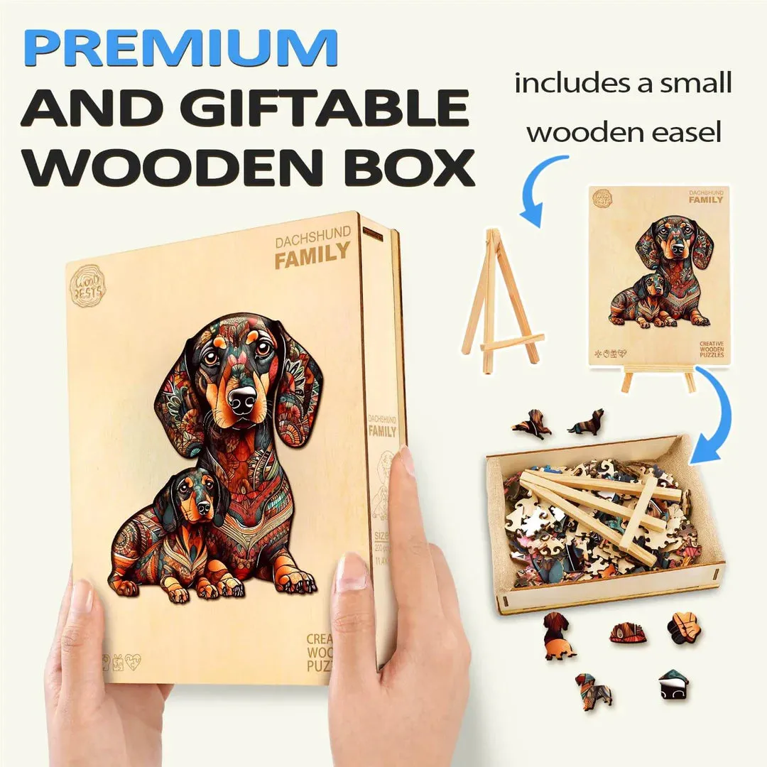 Woodbests - Dachshund Family - 2 Wooden Jigsaw Puzzle (90-120pcs)(Pre-Order)
