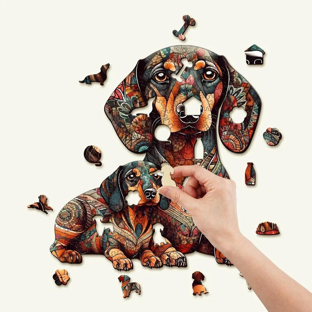 Woodbests - Dachshund Family - 2 Wooden Jigsaw Puzzle (90-120pcs)(Pre-Order)